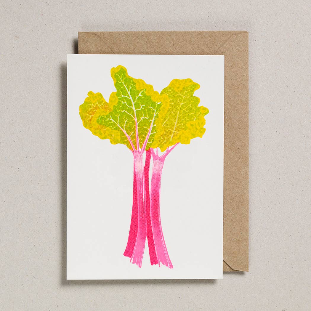 Grußkarte aus der Serie "Grow" (frei übersetzt "Garteln") mit Rhabarber
