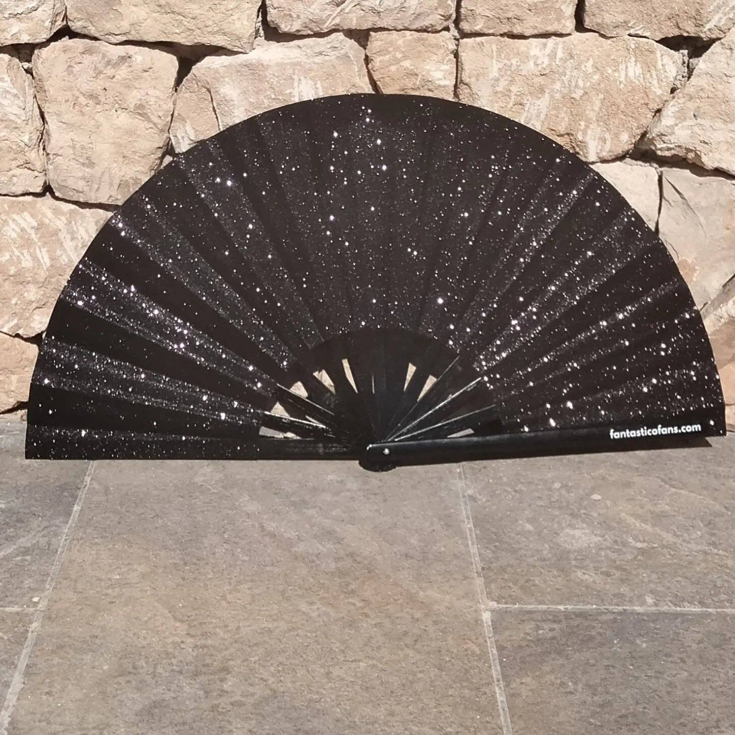 Schwarzer Mega Glitter XL Fächer