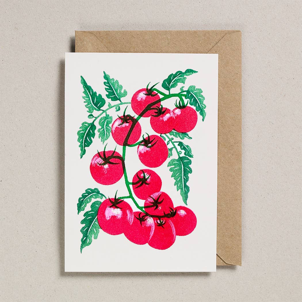 Grußkarte aus der Serie "Grow" (frei übersetzt "Garteln") mit Tomaten