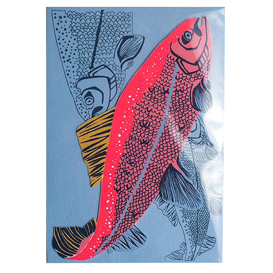 Lachs-Grußkarte
