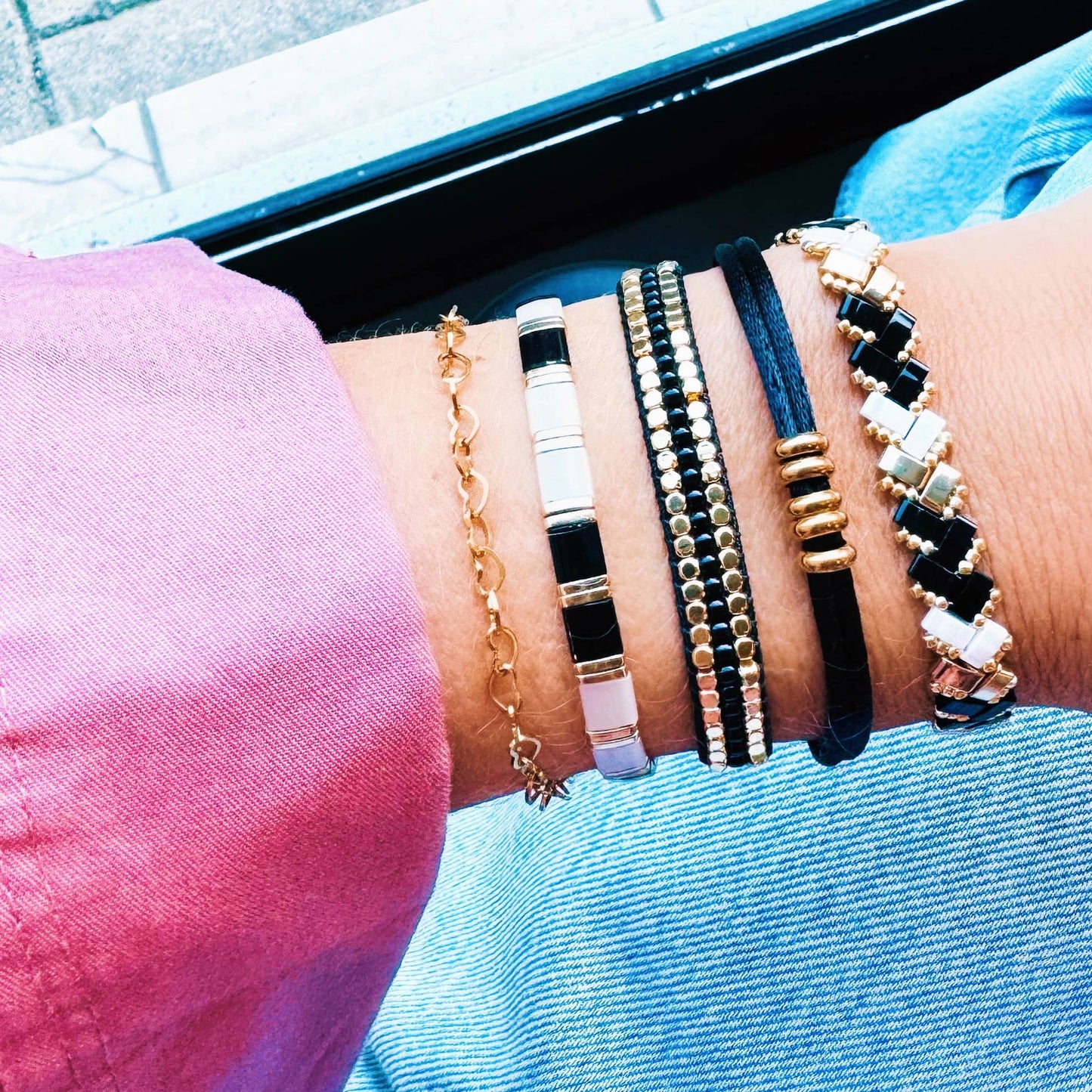 Feines Herzkettenarmband – rostfreier Stahl & vergoldet