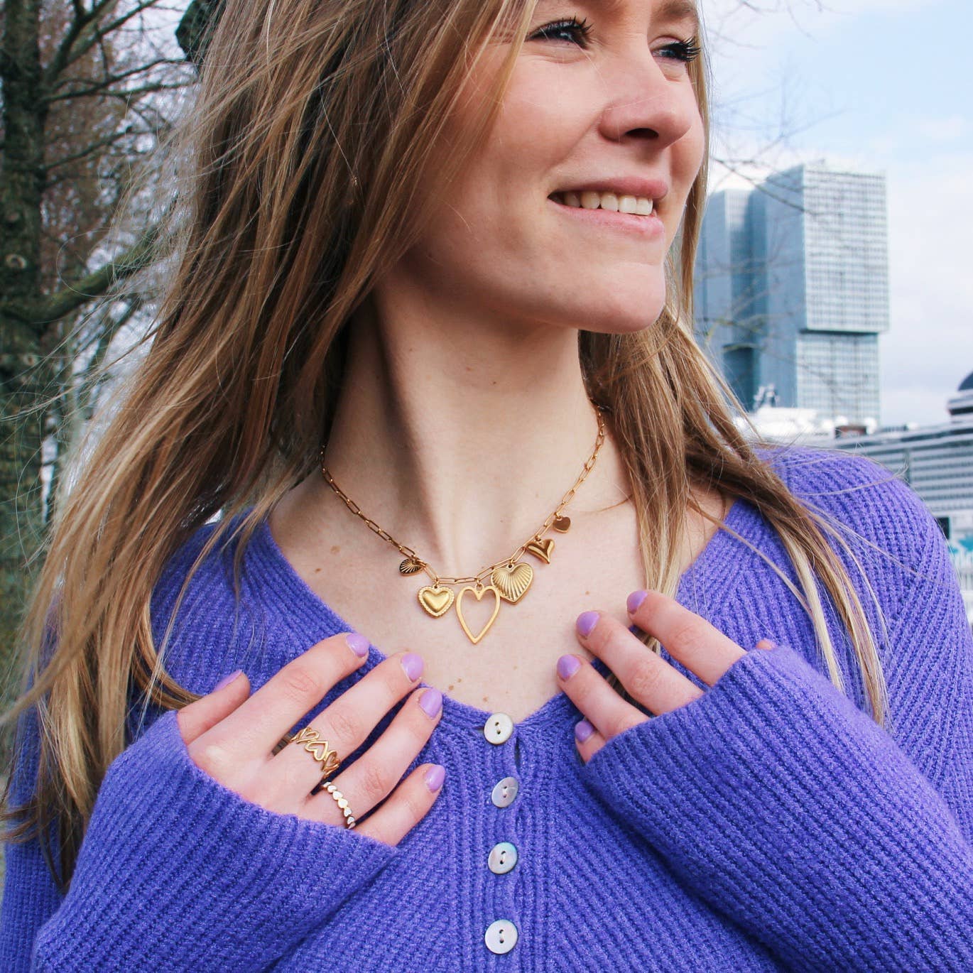 Charmkette 'HEARTS' — gold