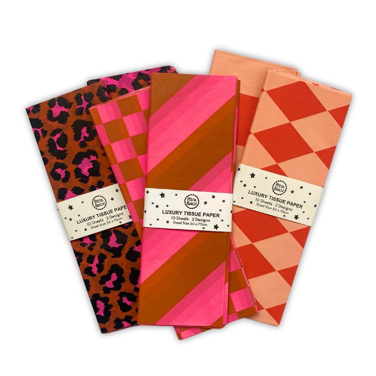 Luxuriöses Seidenpapier, Schachbrett/Diagonal, Ginger/Fl Pink