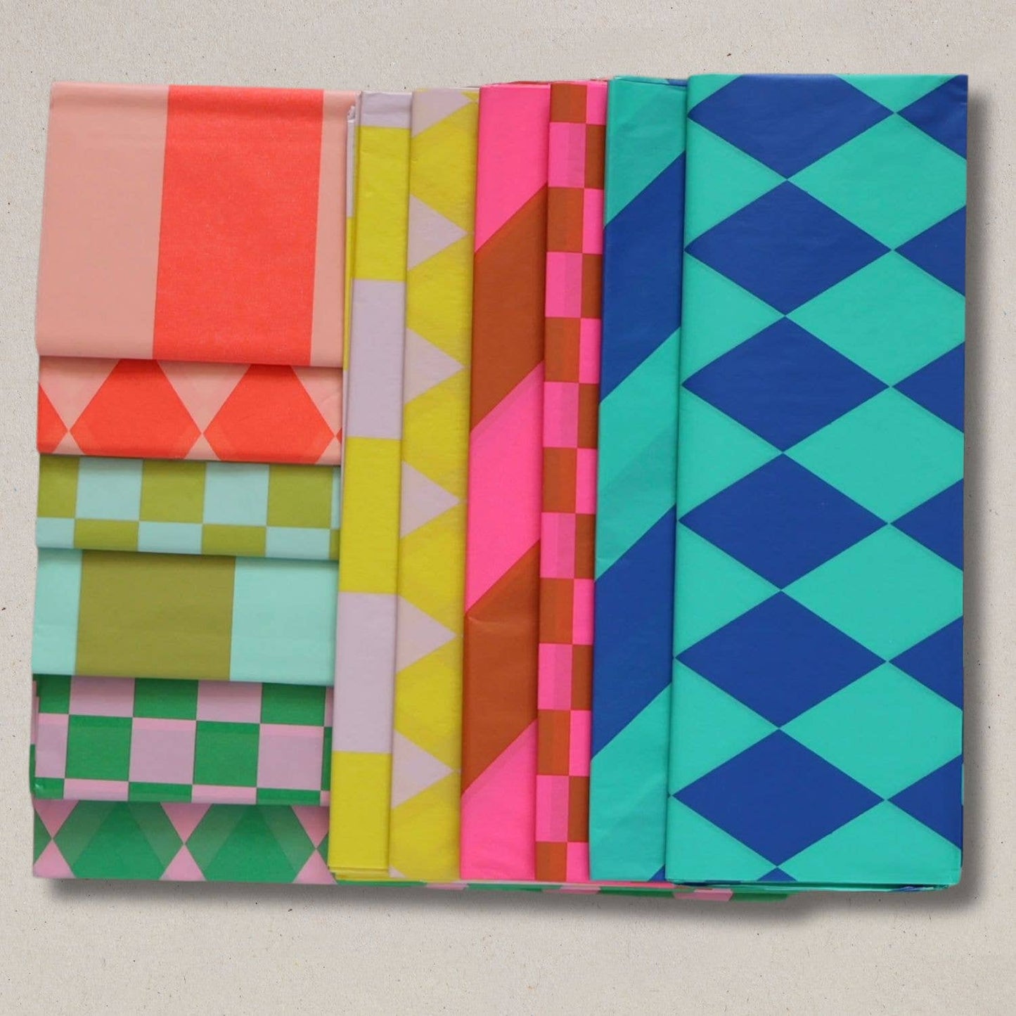Luxus-Seidenpapier, Schachbrett/Diamant, Grün/Rosa