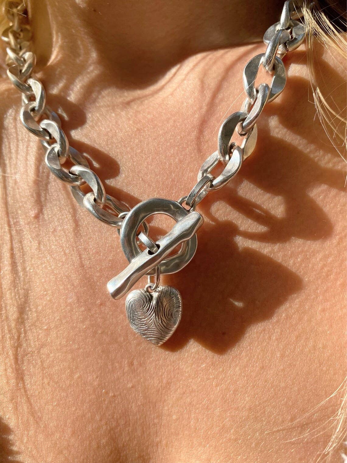 Chunky Silberkette Herz Halskette handgefertigt von Christina Christi