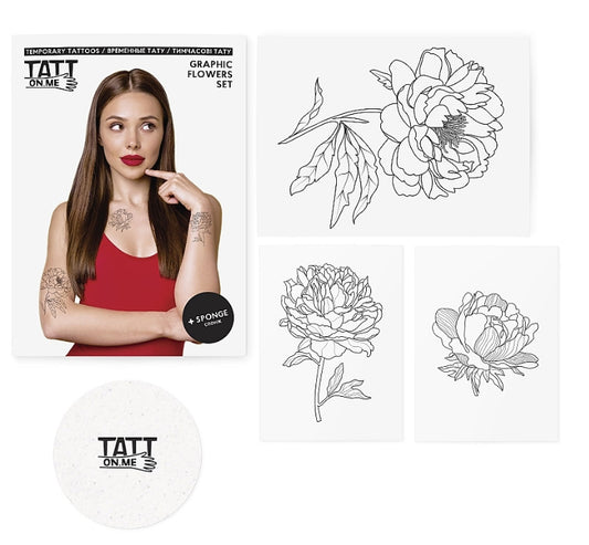 Tattonme Temporary Tattoos - Graphic Flowers Set