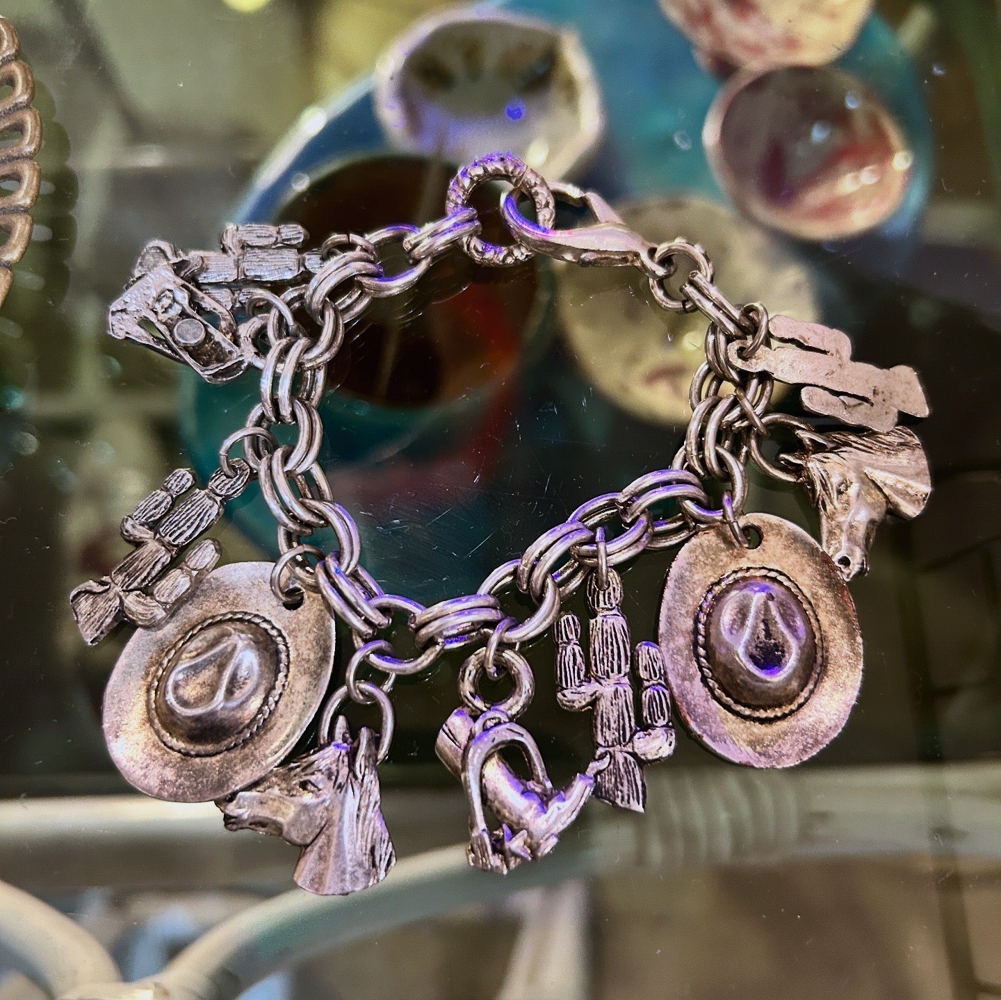 Vintage Cowboy & Western Charm Armband – Silberfarben