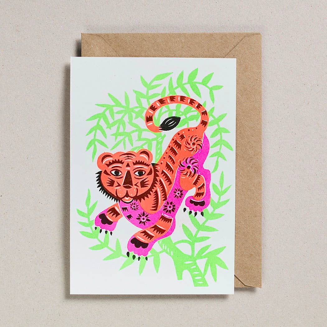 Riso Papercut Karte – Tiger