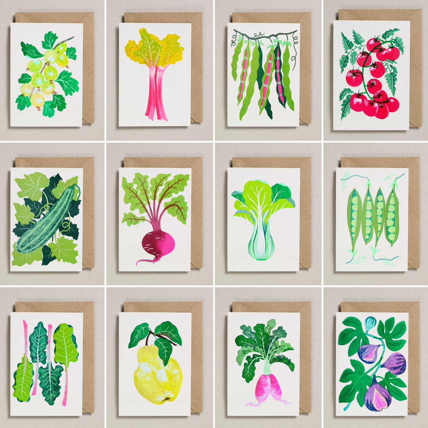 Grußkarte aus der Serie "Grow" (frei übersetzt "Garteln") mit Erbsen