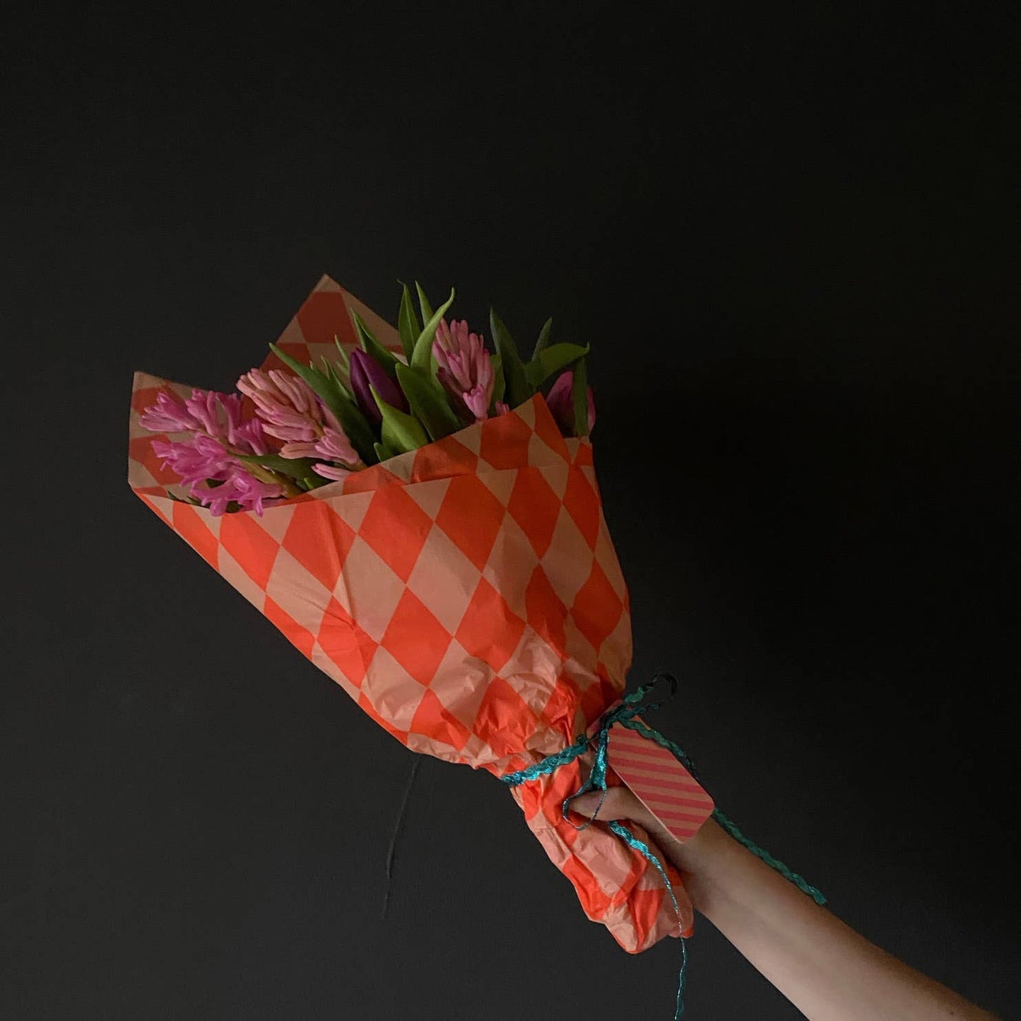Luxus-Seidenpapier, Schachbrett/Diamant, Grün/Rosa