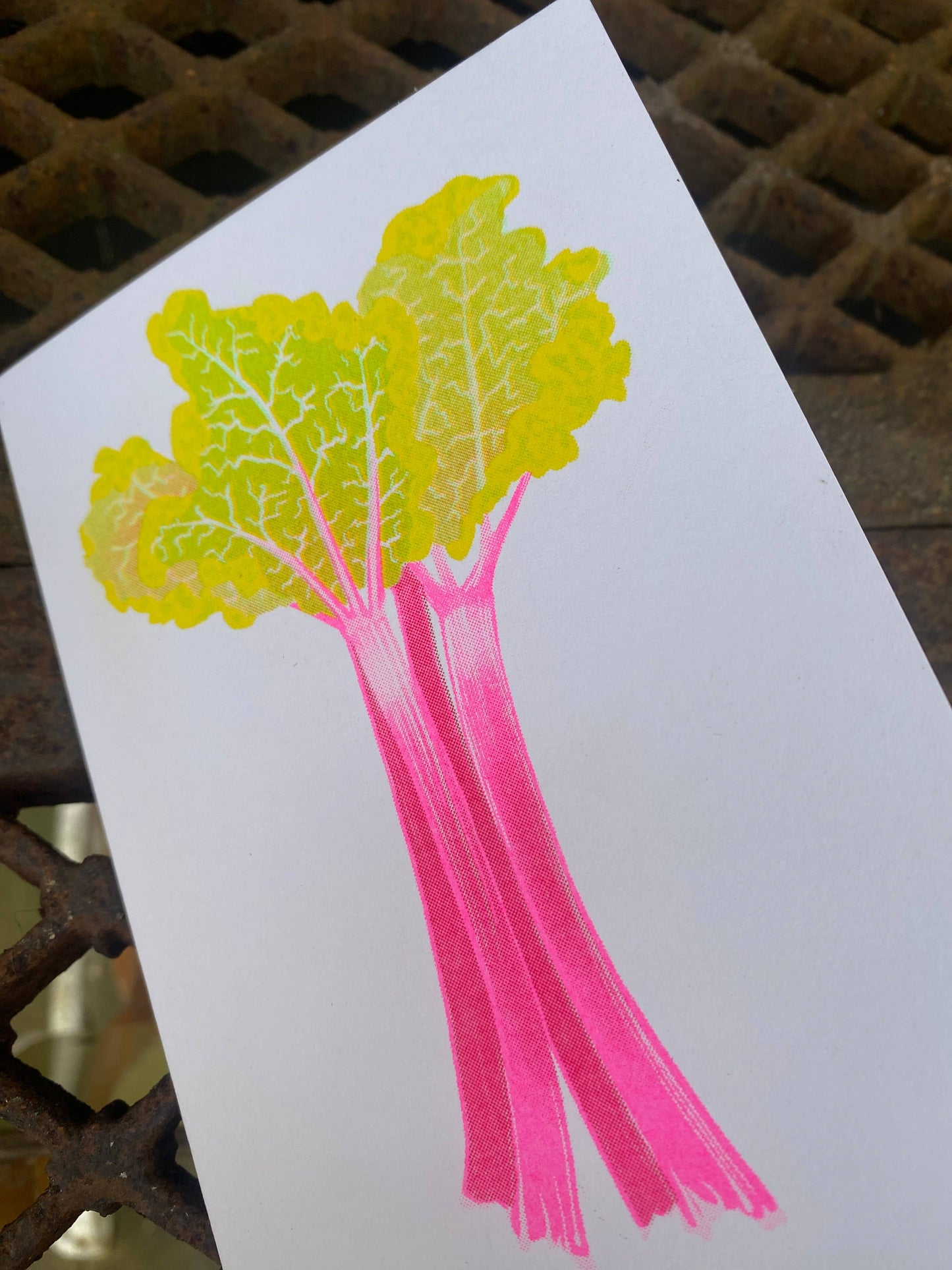 Grußkarte aus der Serie "Grow" (frei übersetzt "Garteln") mit Rhabarber