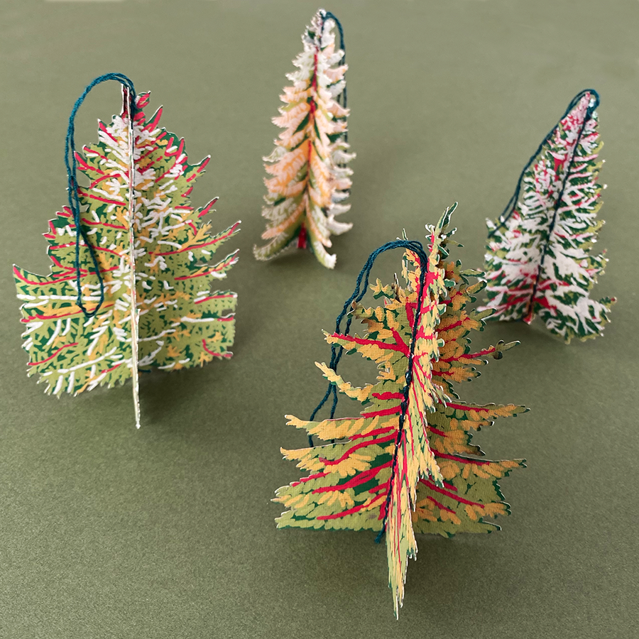 Papierschmuck mit Waldmotiven
