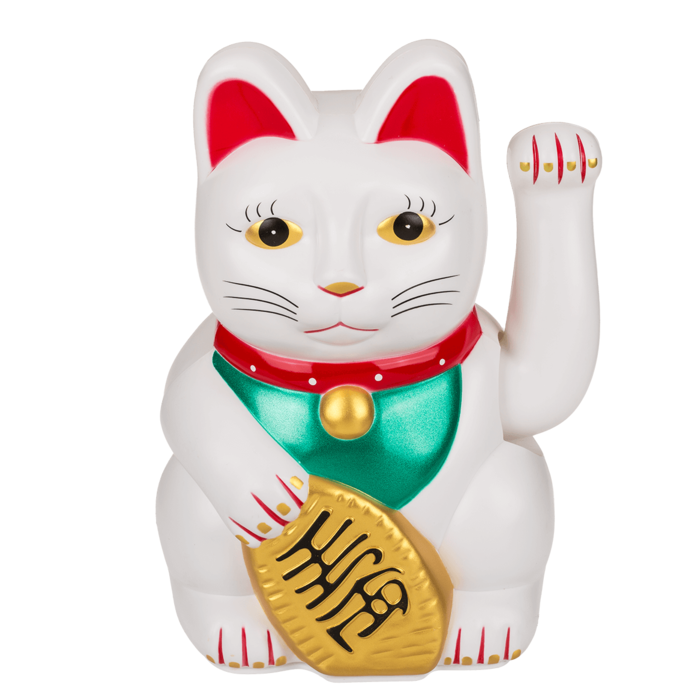 Weiße Winkekatze
