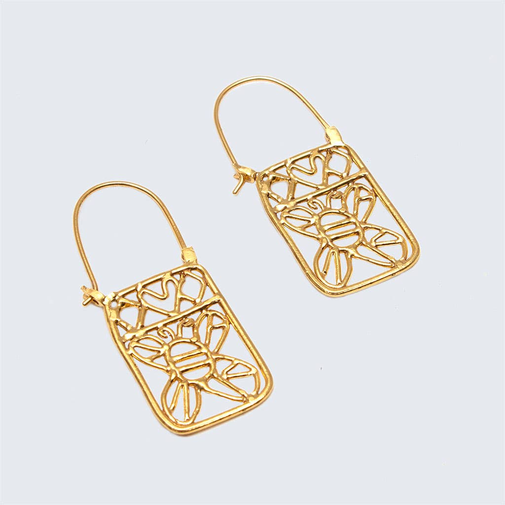 Ohrringe Honigbiene 'Brass' - aus recyceltem Messing