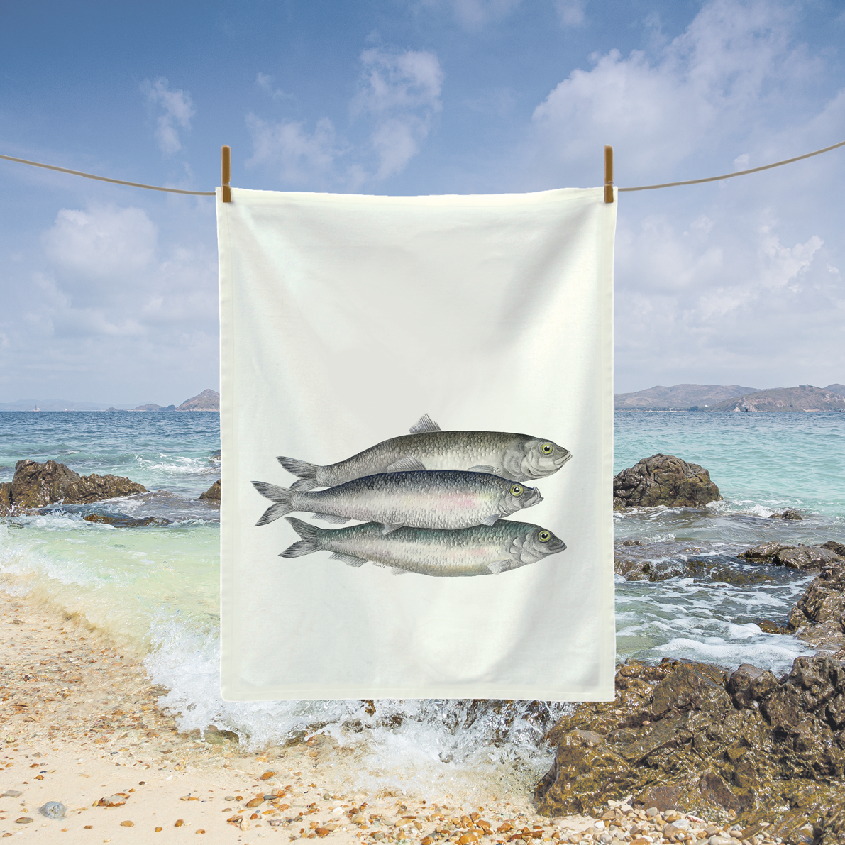 Geschirrtuch/Küchentuch mit Fischen