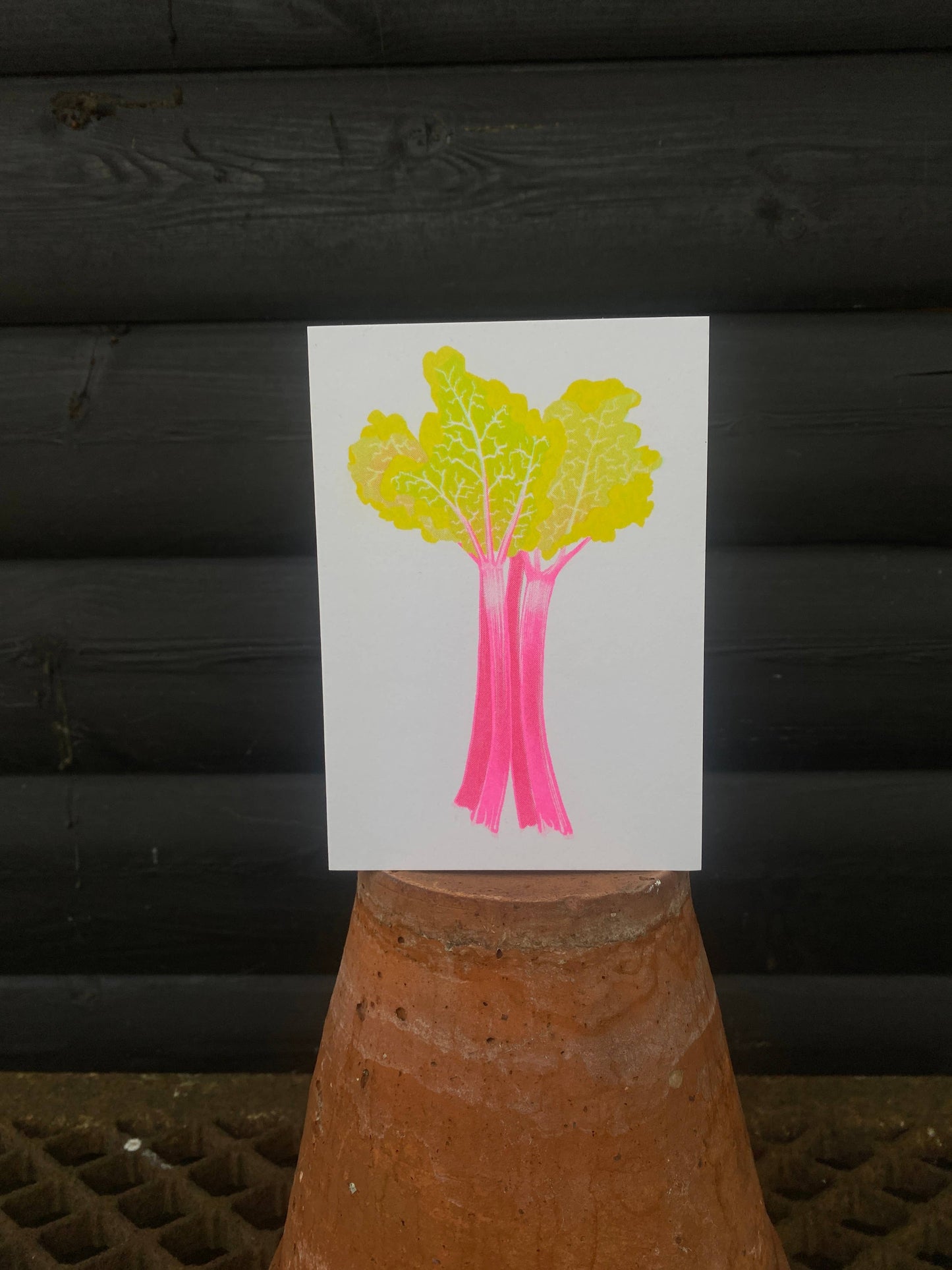 Grußkarte aus der Serie "Grow" (frei übersetzt "Garteln") mit Rhabarber