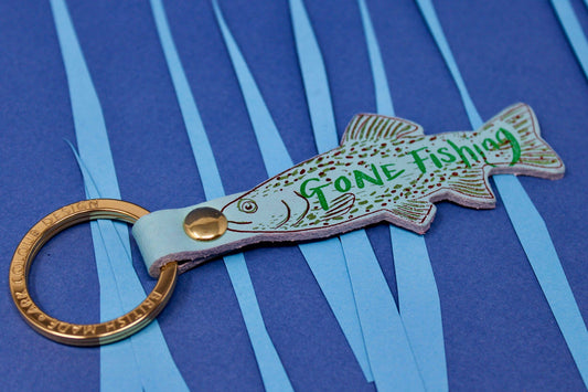 Gone Fishing Schlüsselanhänger aus Leder