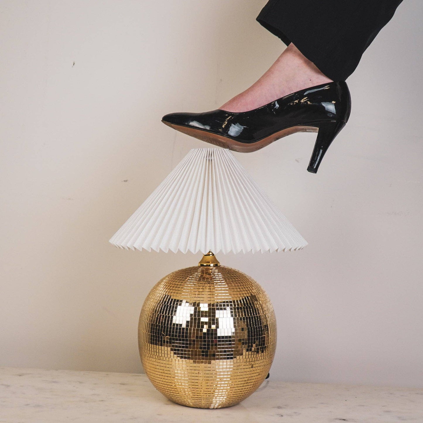 Lampe - Tischlampe Discokugel - Glas - Gold - 20x20x20cm