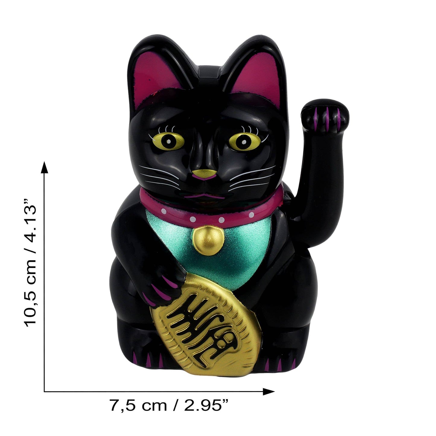 Glückskatze Maneki-neko Winkekatze Solar schwarz 10,5cm