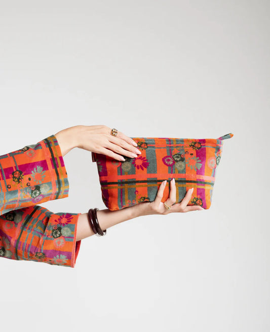 Kulturbeutel/Toiletttasche aus Baumwollsamt