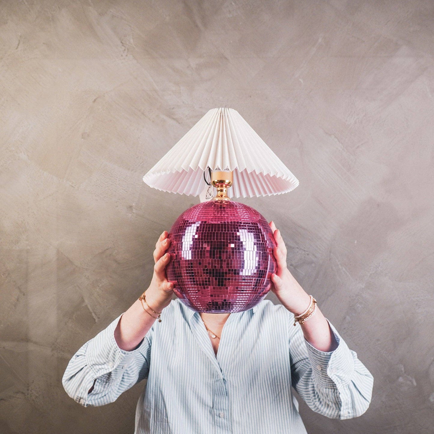 Lampe - Discokugel - Glas - Rosa - 20x20x20cm