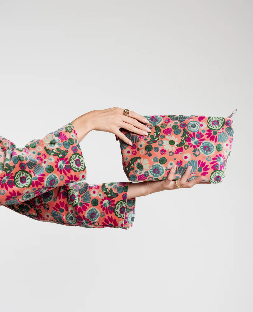 Kulturbeutel/Toiletttasche aus Baumwollsamt