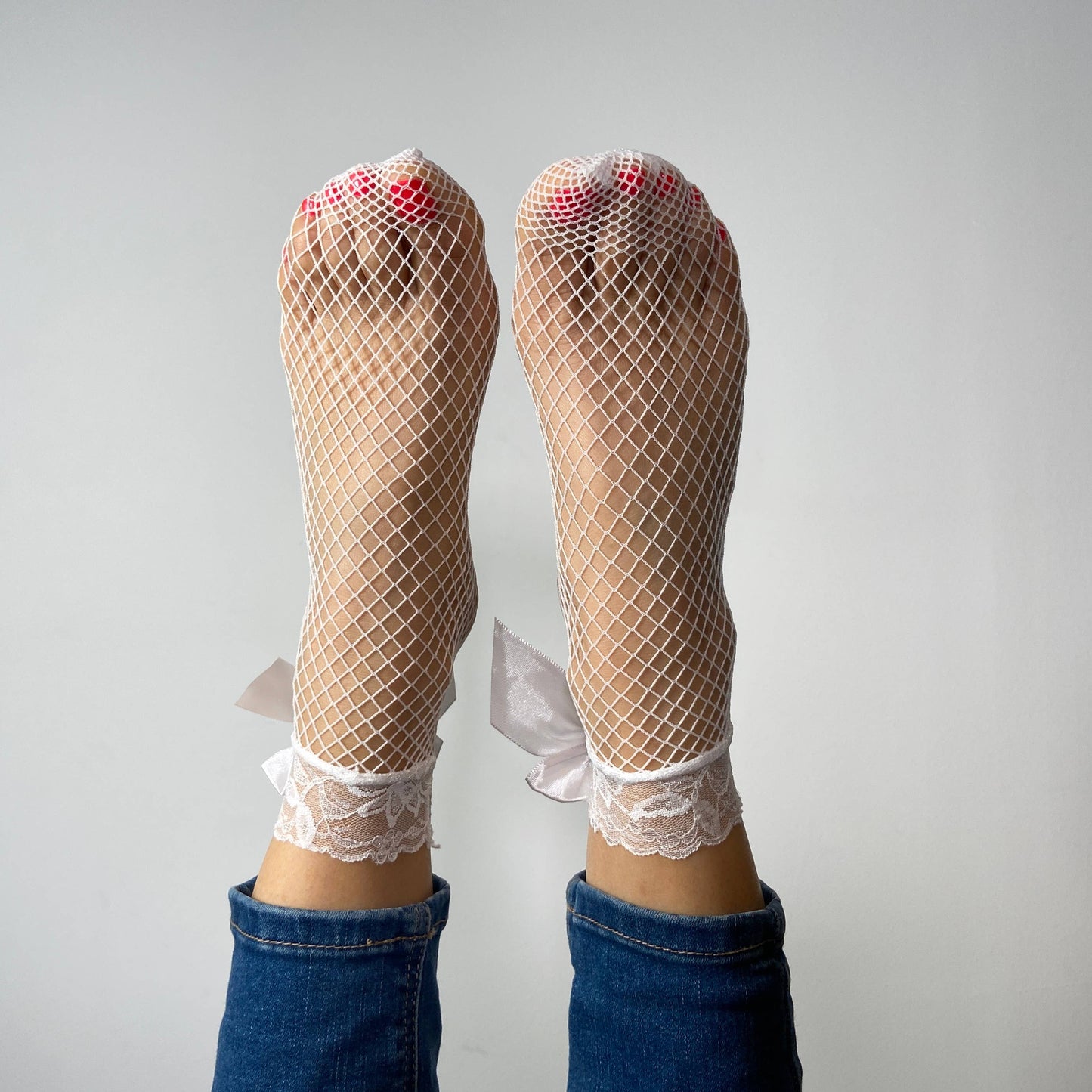 Candice Netz- und Spitzen-Söckchen weiß