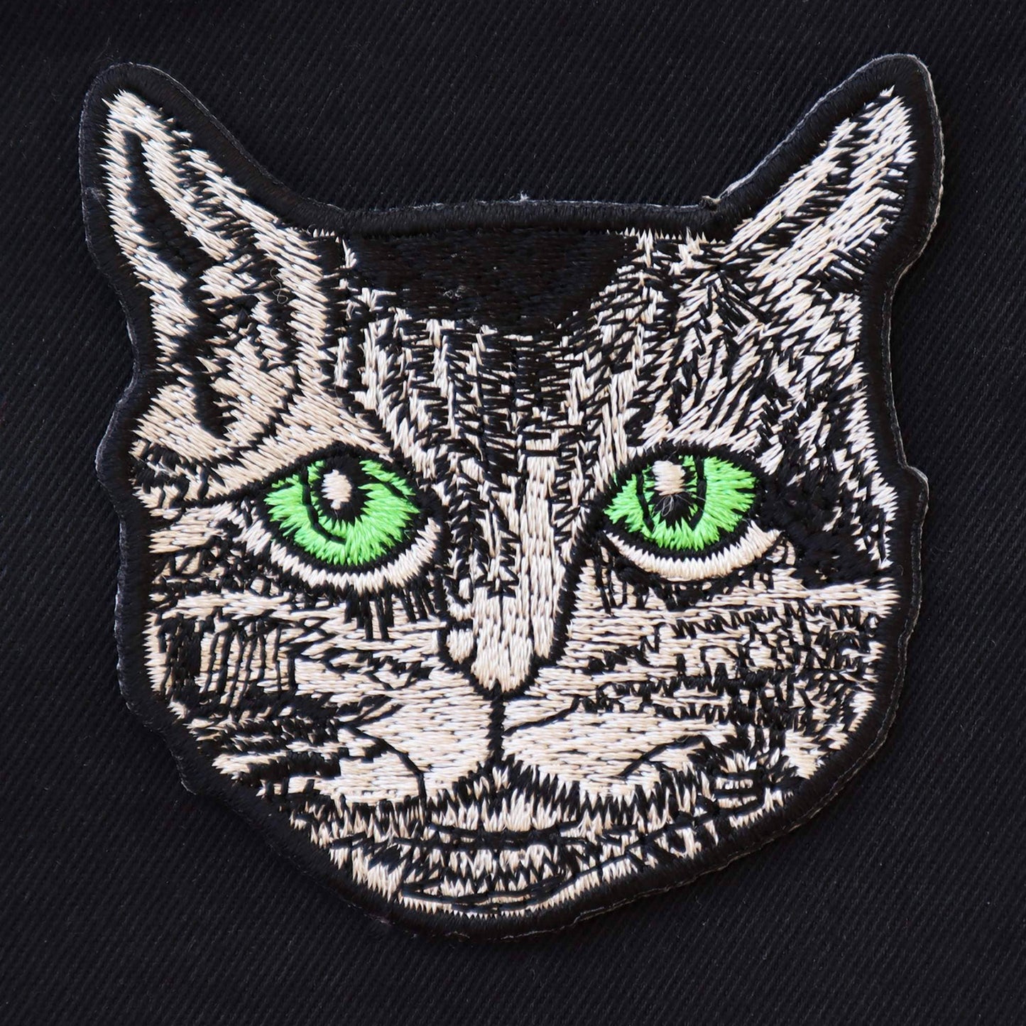 Aufnäher Katzen Kopf Augen grün Patch