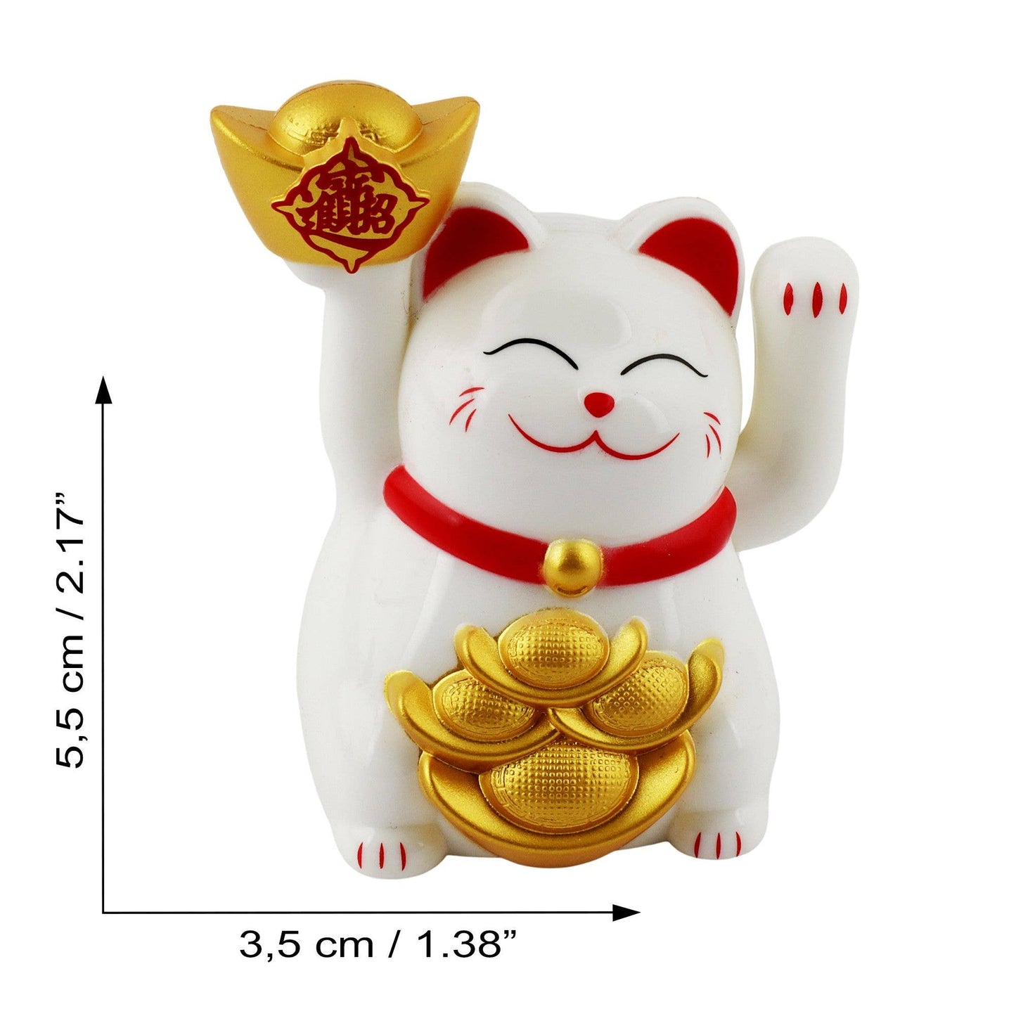 Glückskatze Mini Maneki-neko 02 weiß Solar 5cm Winkekatze
