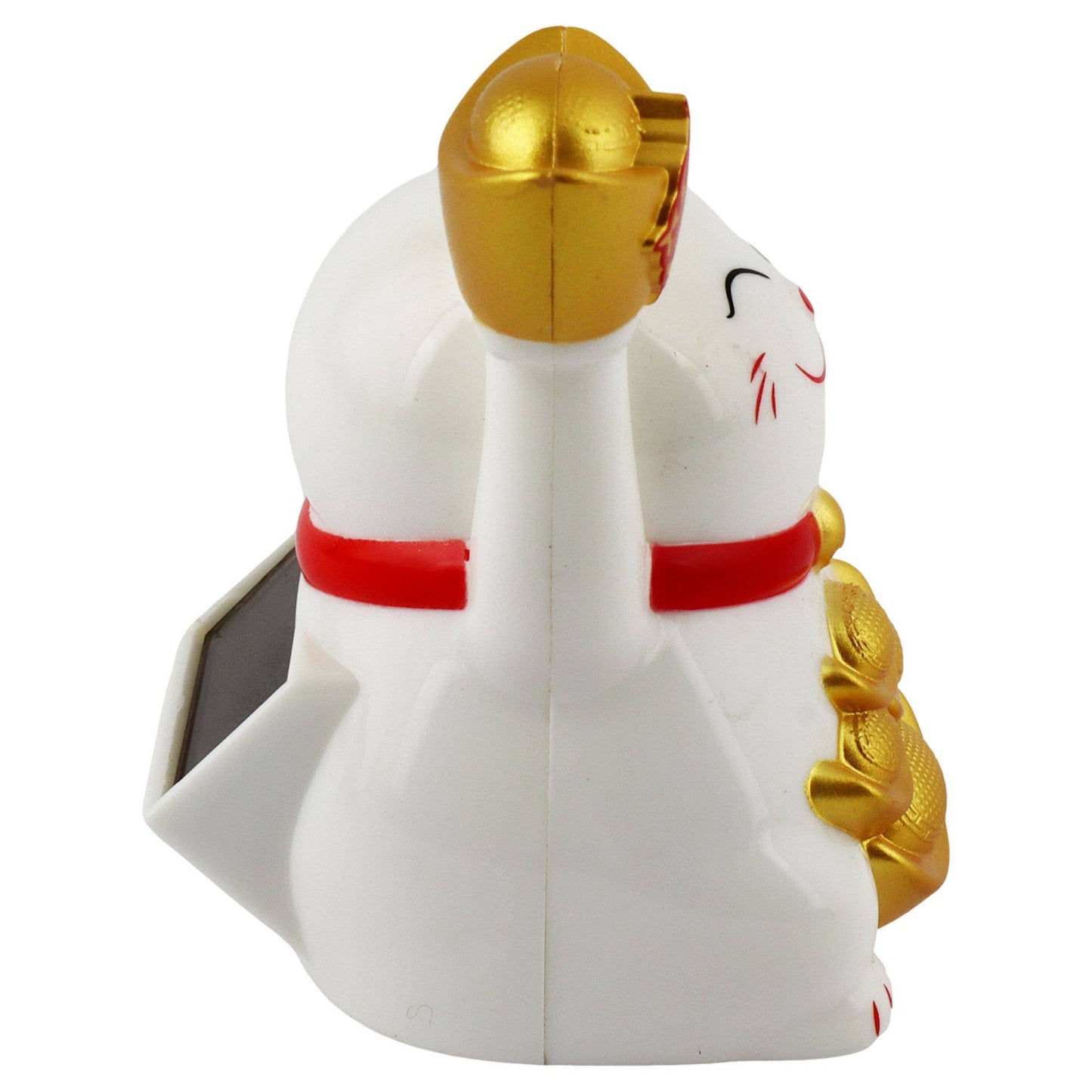 Glückskatze Mini Maneki-neko 02 weiß Solar 5cm Winkekatze