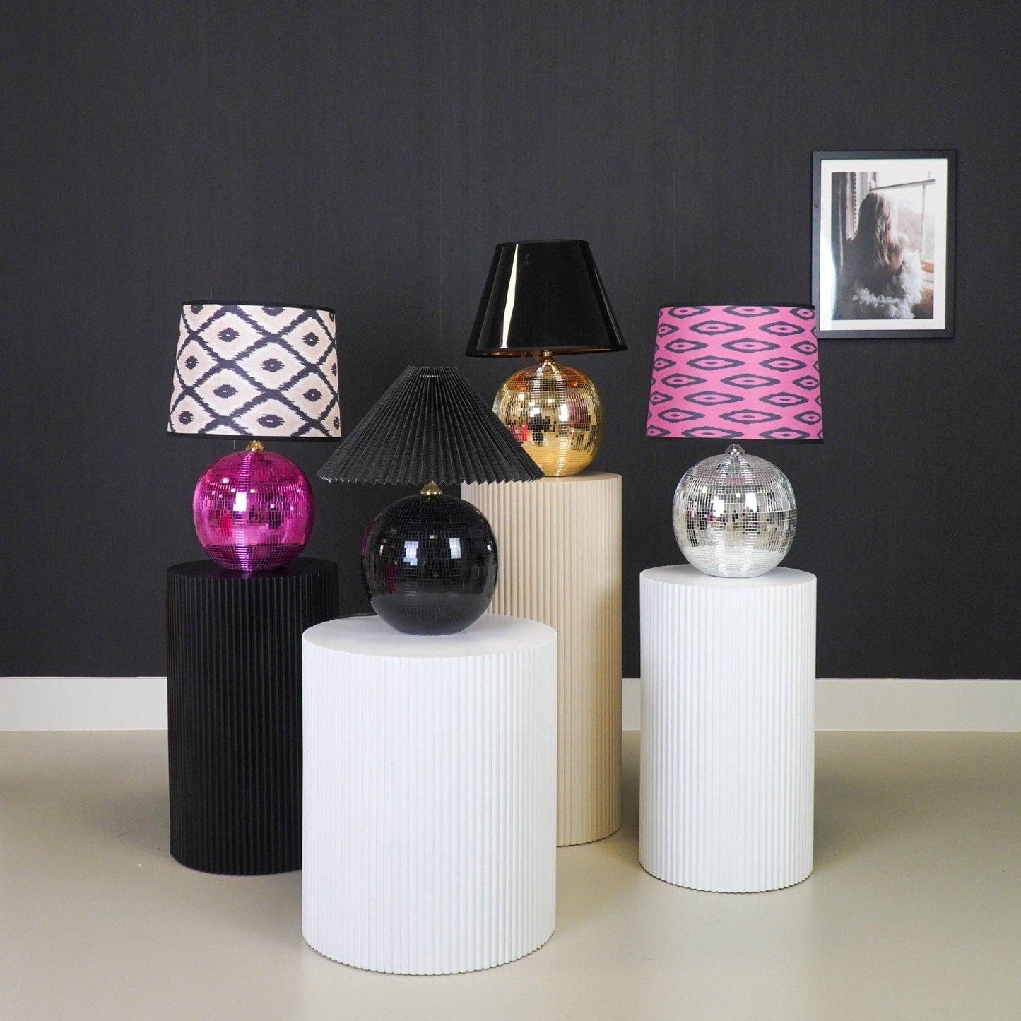 Lampe - Tischlampe Discokugel - Glas - Gold - 20x20x20cm