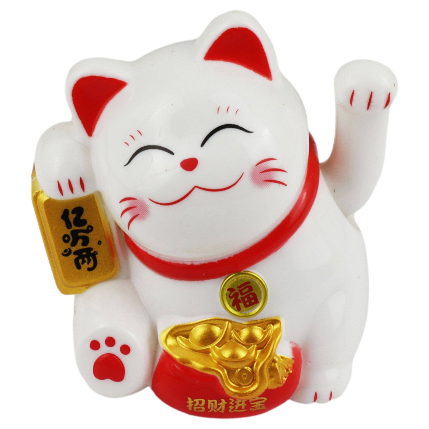Glückskatze Mini Maneki-neko Kostbarkeit weiß Solar 5cm