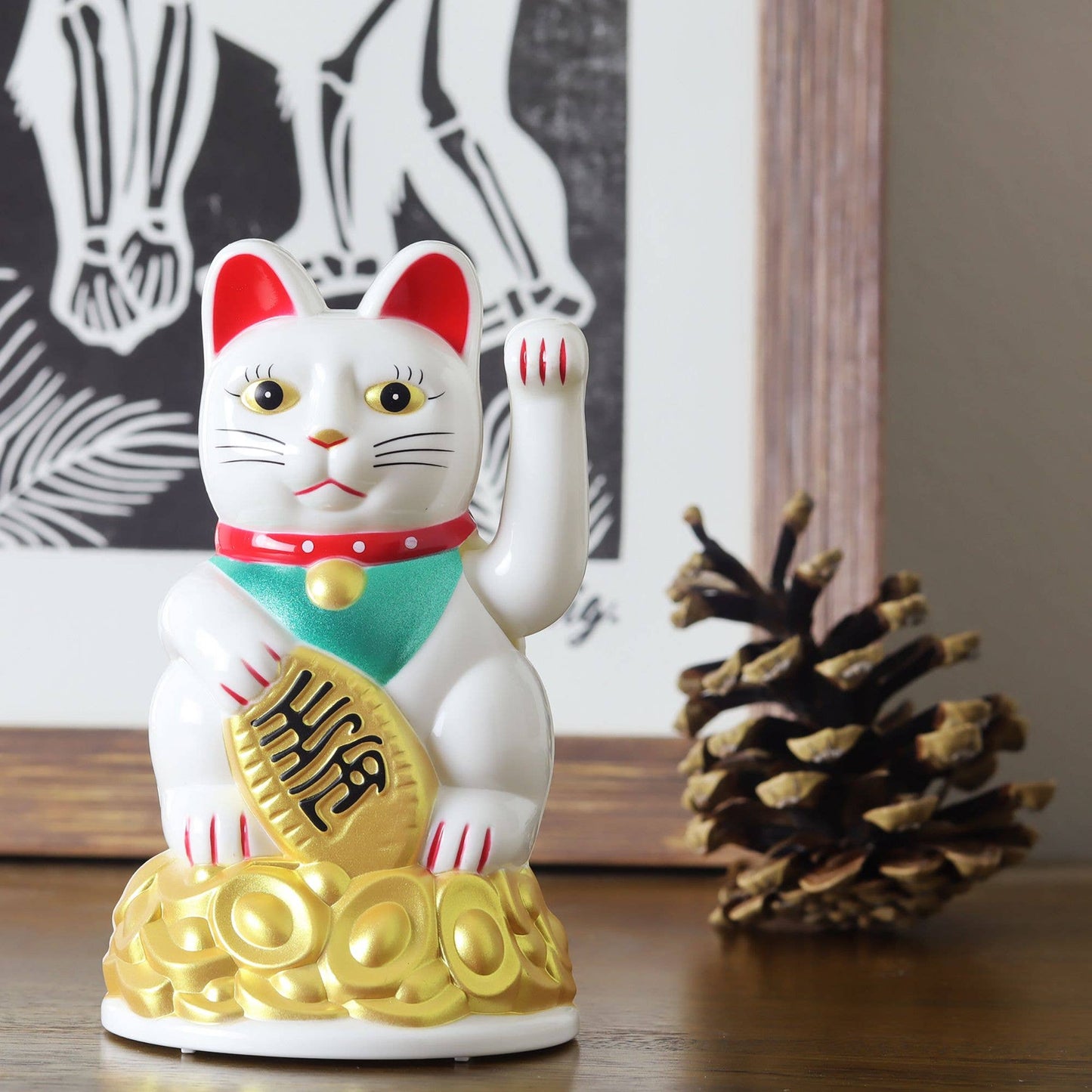 Glückskatze Maneki-neko Winkekatze 11cm weiß