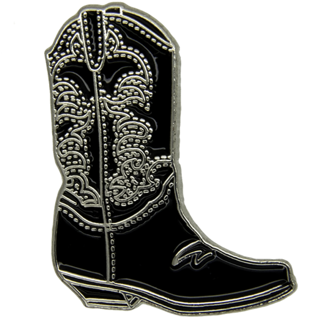 Cowboy-Stiefel Pin schwarz silber