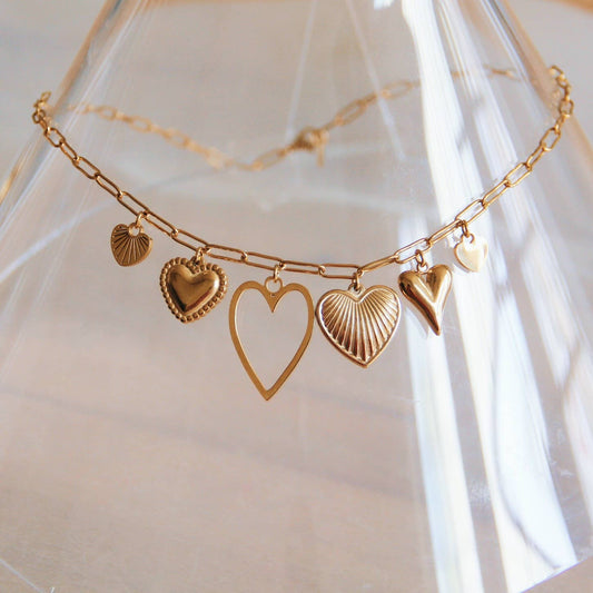 Charmkette 'HEARTS' — gold