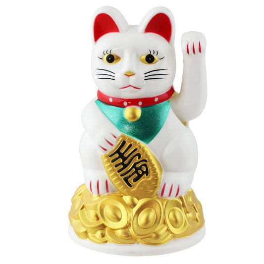 Glückskatze Maneki-neko Winkekatze 11cm weiß