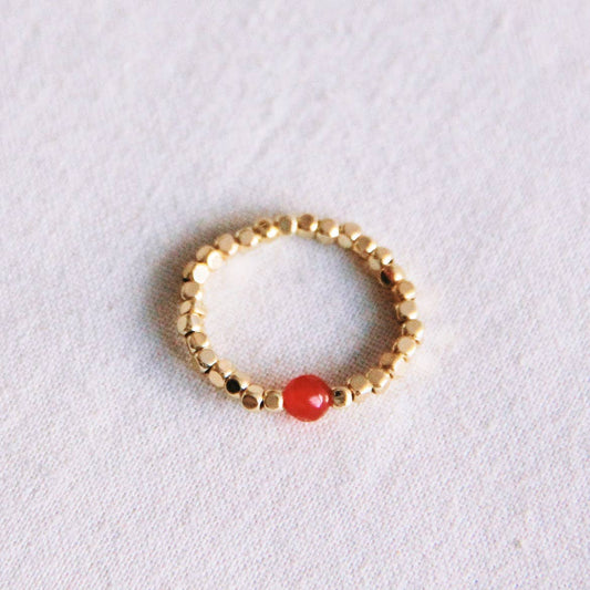 Elastischer Ring mit Naturstein - orange