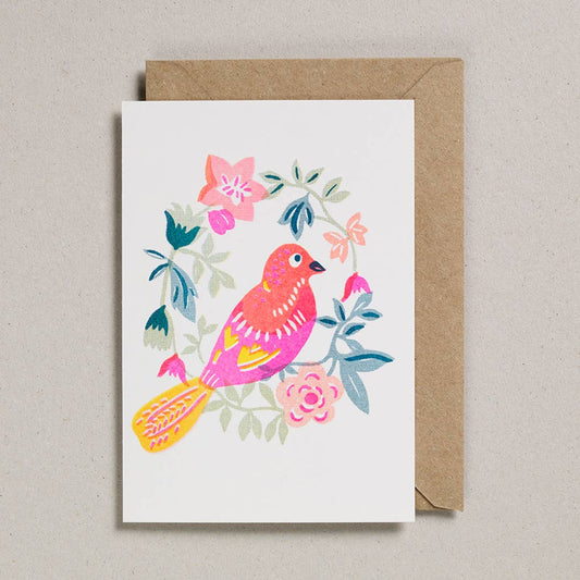 Riso Papercut Karte mit Tropischer Vogel