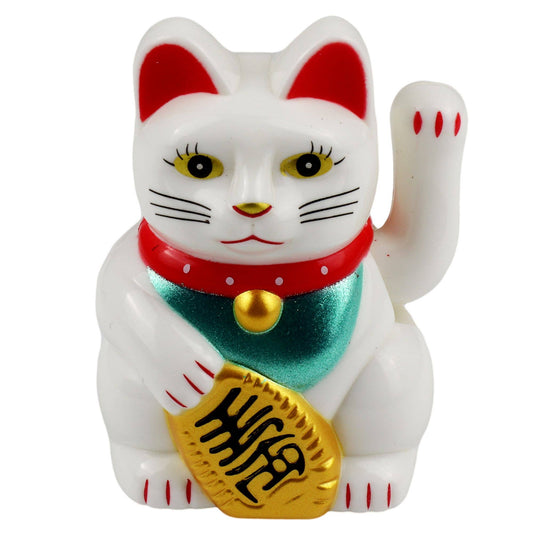 Glückskatze Mini Maneki-neko weiß Winkekatze Solar 5cm