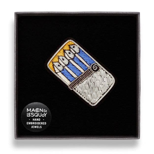 Brosche - Dose mit Sardinen