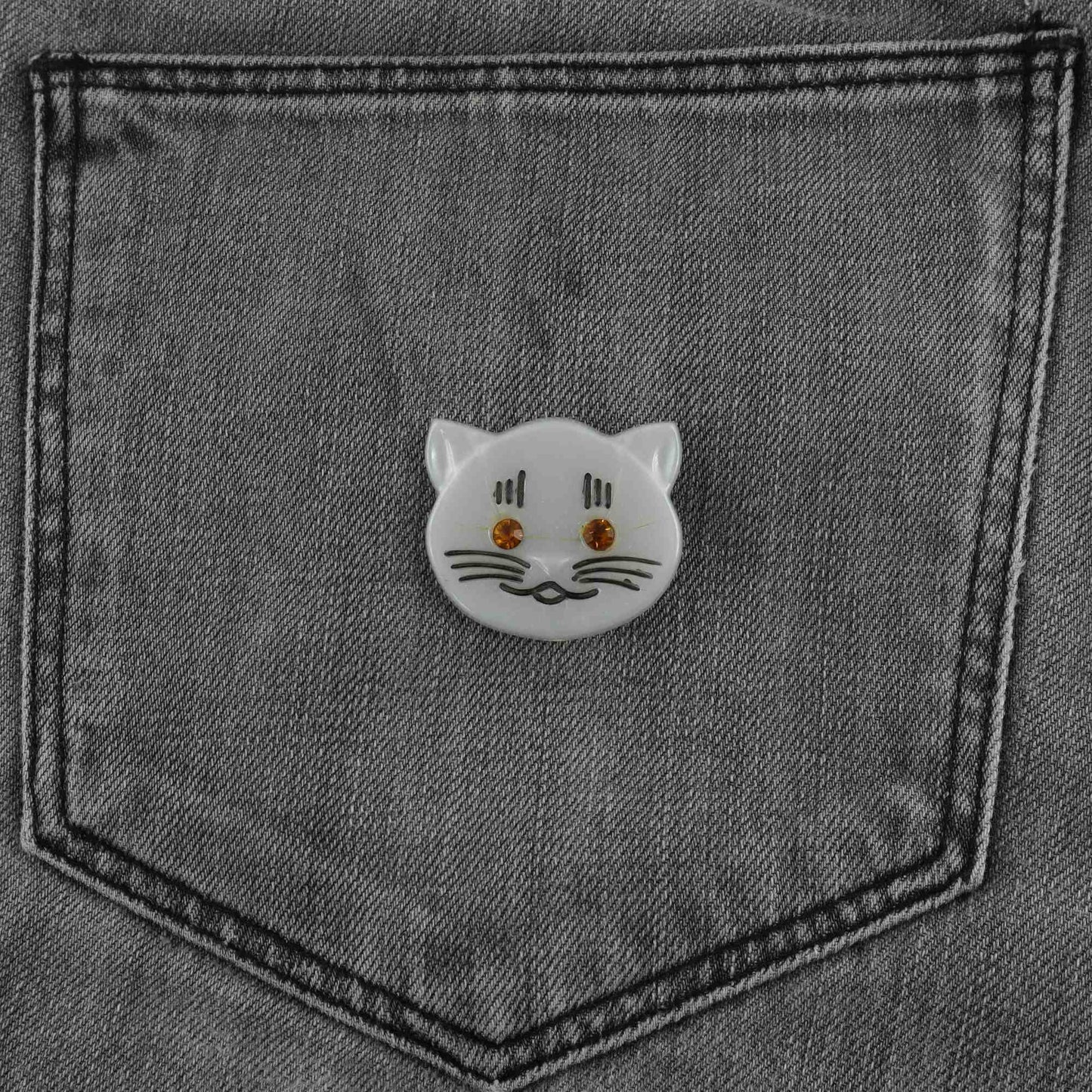 Anstecker Katzenkopf orange DDR Anstecknadel