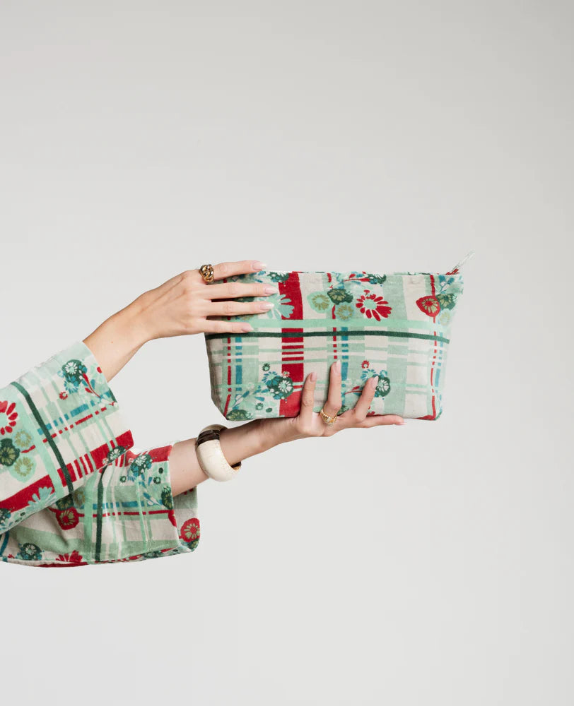 Kulturbeutel/Toiletttasche aus Baumwollsamt