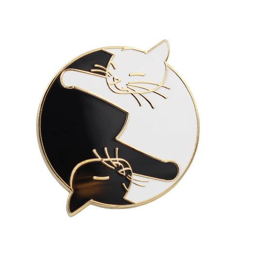 Ying Yang Katzen - Emaille Pin