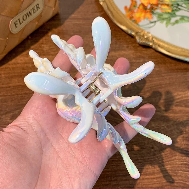 Große Perlmutt Muschel Haarklammer aus Plastik