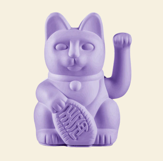 Winkekatze in Lila – Optimismus