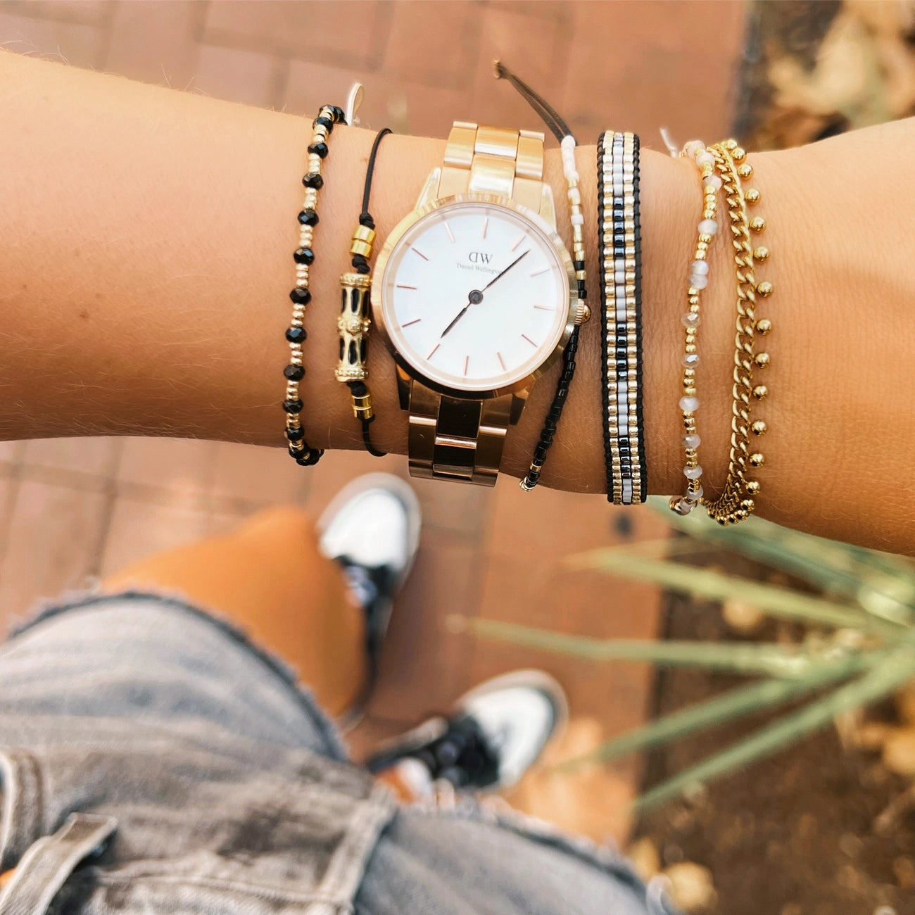 Armband/Fussketterl aus Edelstahl - vergoldet