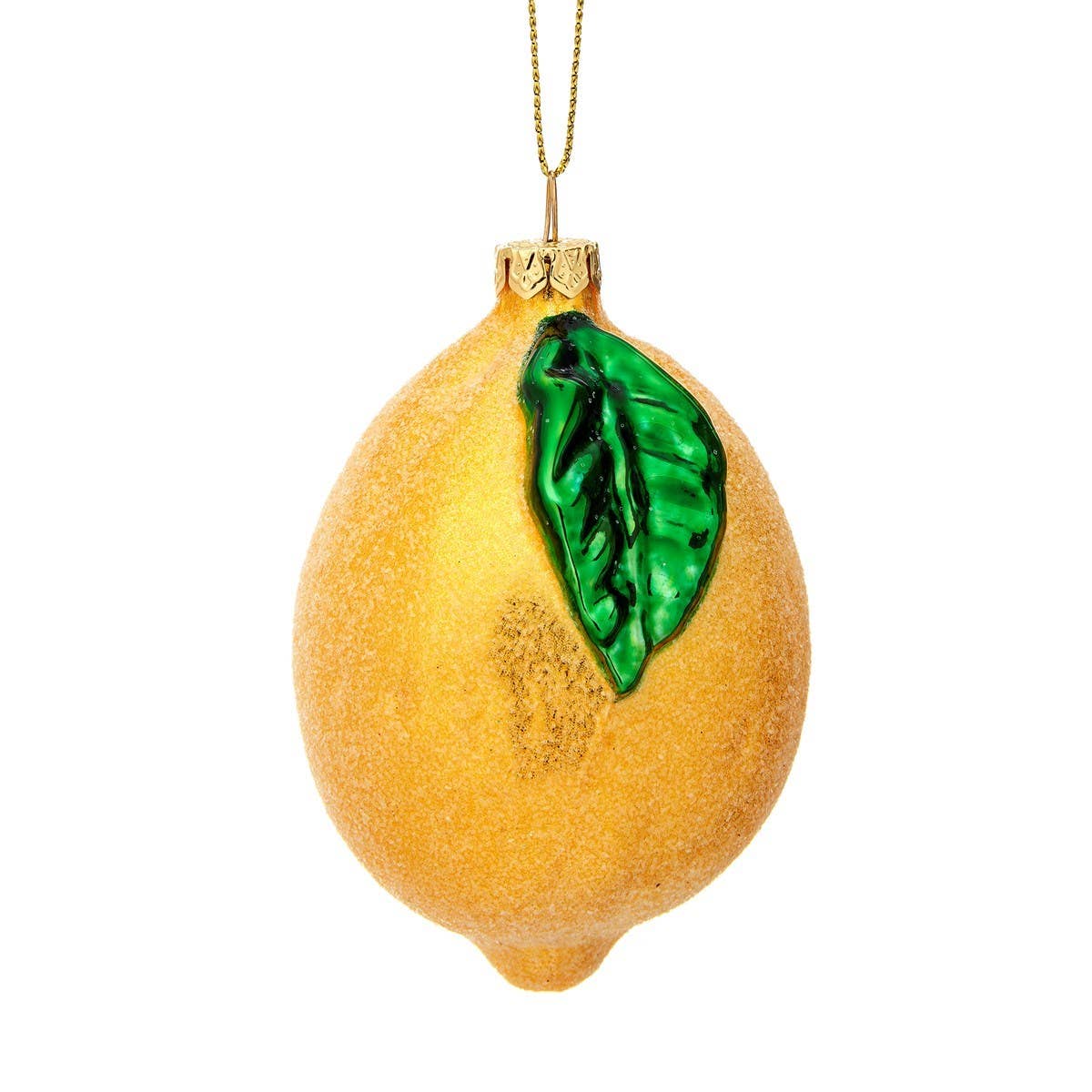 Schimmernde Weihnachtskugel in Zitronenform
