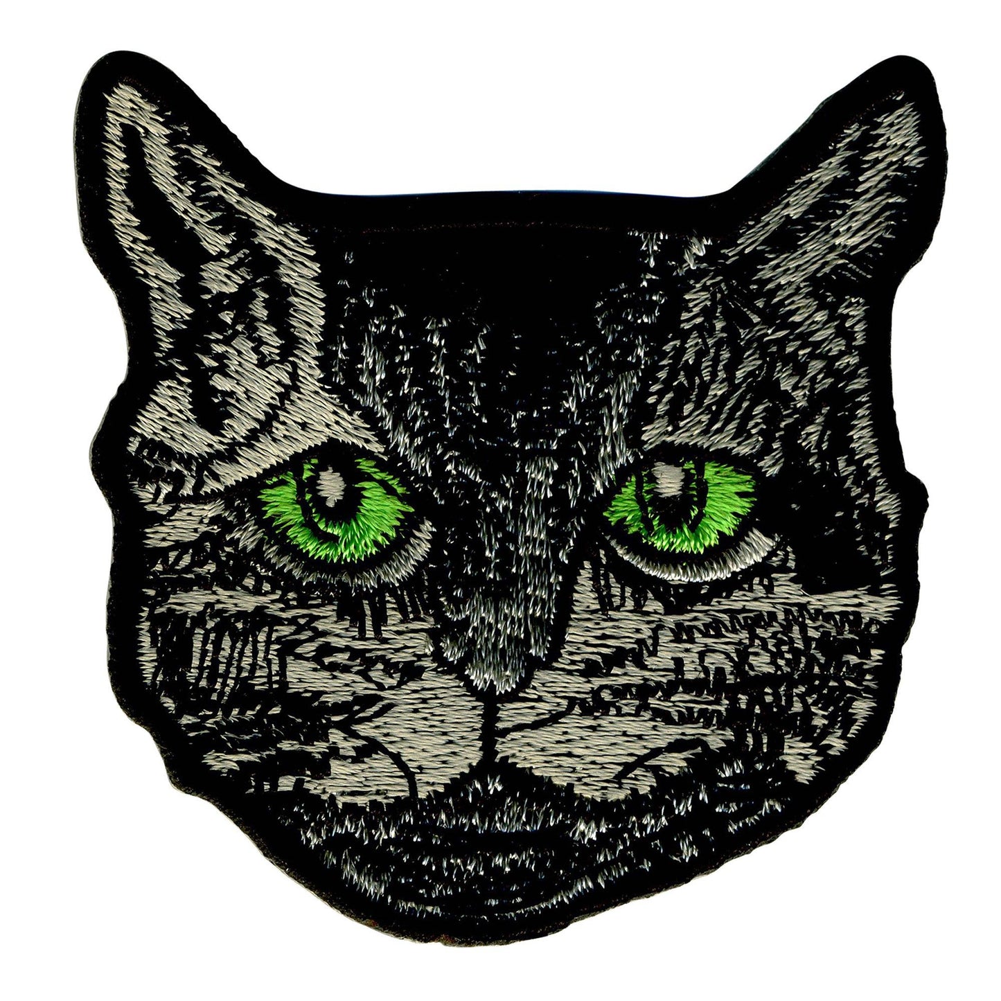 Aufnäher Katzen Kopf Augen grün Patch