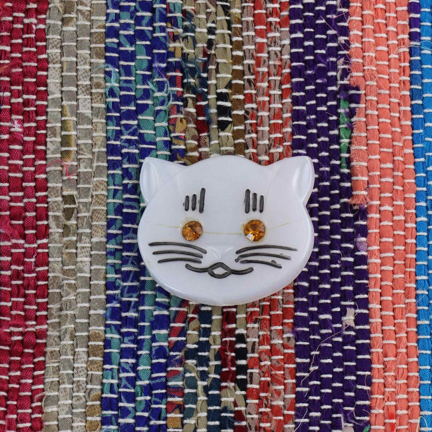 Anstecker Katzenkopf orange DDR Anstecknadel