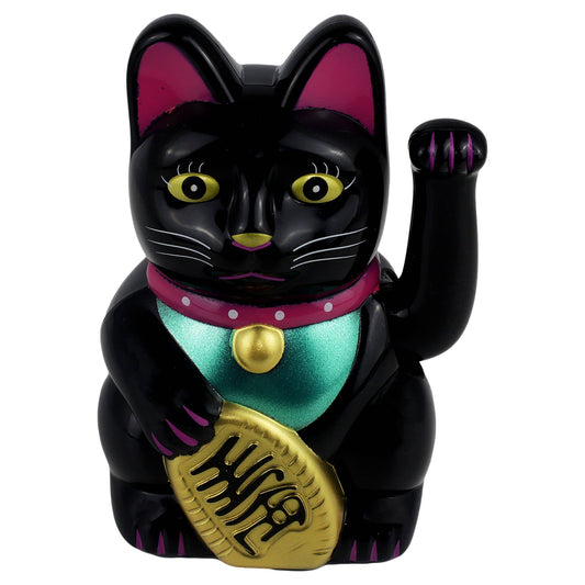 Glückskatze Maneki-neko Winkekatze Solar schwarz 10,5cm